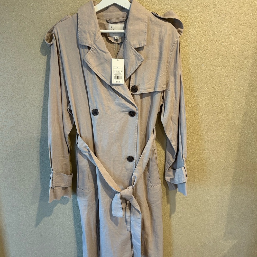 NWT A new day Women's Classic Beige Womens Long Trench Coat Size L Classic - Picture 6 of 6